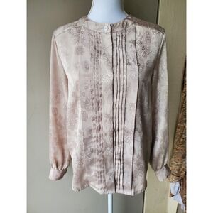 Laura & Jayne Collection Top Womens 6 Blush Pink Button Up Floral‎ Dressy